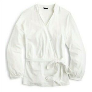 J. CREW White Wrap Top